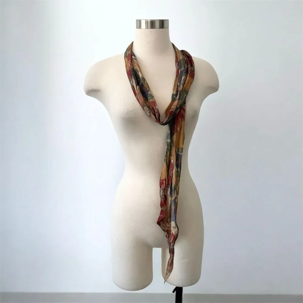 Liz Claiborne Silk Lightweight Multicolor Floral Flower-Print Scarf for Women